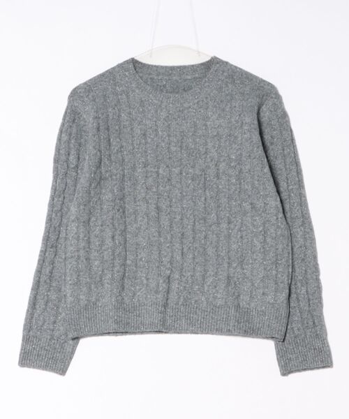 Lace Ladies(レースレディース)の「ウール混 クルーネック ケーブル編み ニット プルオーバー(ニット/セーター・レディース・グレー/アイボリー・FREE)」の4枚目の写真