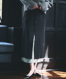 TWO-TONE SLIT KNIT SKIRT