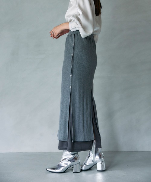 ARVELLIA（アルベリア）の「TWO-TONE SLIT KNIT SKIRT（スカート・レディース・グレー/ブラック・M）」の20枚目の写真