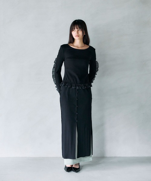 ARVELLIA（アルベリア）の「TWO-TONE SLIT KNIT SKIRT（スカート・レディース・グレー/ブラック・M）」の22枚目の写真
