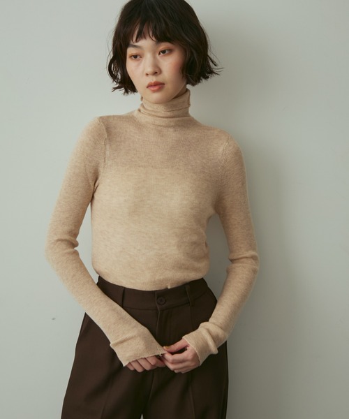 full/fill.（フルフィル）の「turtle neck besic knit / タートルネックベーシックニット（ニット/セーター・レディース・ブラウン/アイボリー/グレー/イエロー/ホワイト/ピンク・FREE）」の7枚目の写真