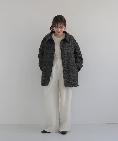 Didot.showroom ステンカラー中綿レザーオーバージャケット