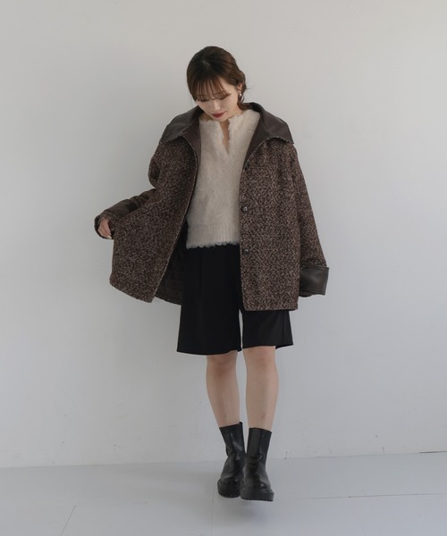 sakippe×hellam】レザーカラー中綿オーバージャケット（その他アウター