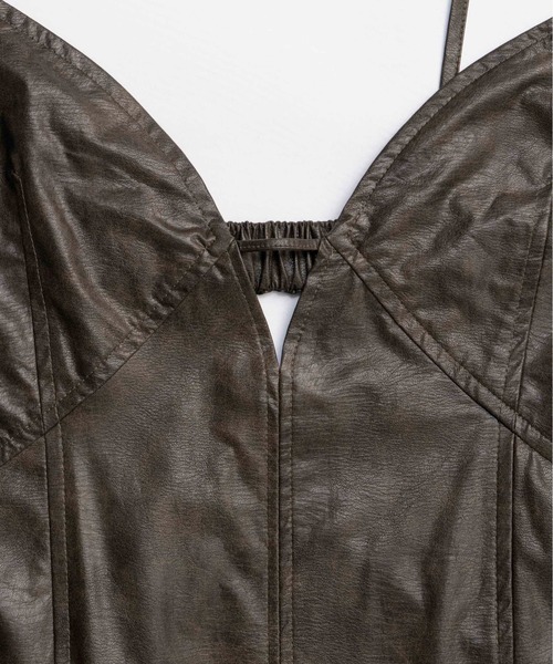 maison special ブラウン レザーワンピース セール】Vegan Leather Dress / ヴィーガンレザーワンピース