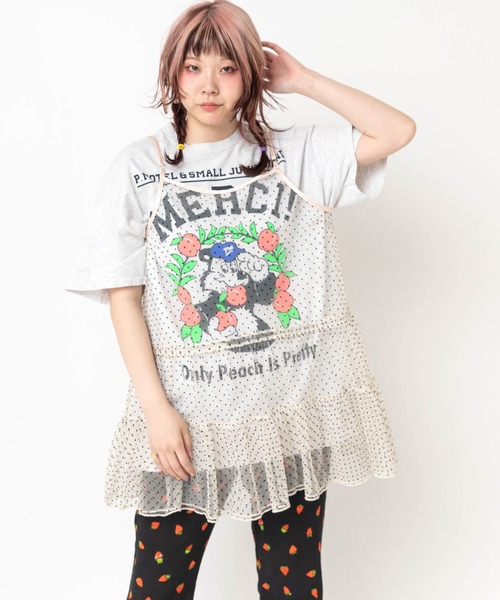 RNA（アールエヌエー）の「D1683 チュールキャミワンピ（ワンピース・レディース・オフホワイト/ドット/レオパード/ホワイト・MEDIUM）」の4枚目の写真