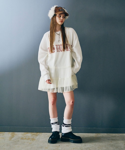 RNA（アールエヌエー）の「D1683 チュールキャミワンピ（ワンピース・レディース・オフホワイト/ドット/レオパード/ホワイト・MEDIUM）」の19枚目の写真