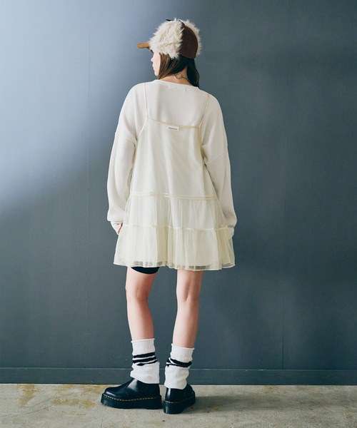 RNA（アールエヌエー）の「D1683 チュールキャミワンピ（ワンピース・レディース・オフホワイト/ドット/レオパード/ホワイト・MEDIUM）」の20枚目の写真