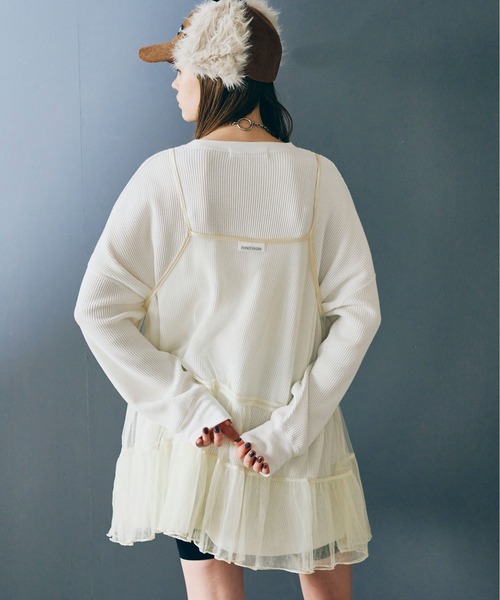 RNA（アールエヌエー）の「D1683 チュールキャミワンピ（ワンピース・レディース・オフホワイト/ドット/レオパード/ホワイト・MEDIUM）」の18枚目の写真