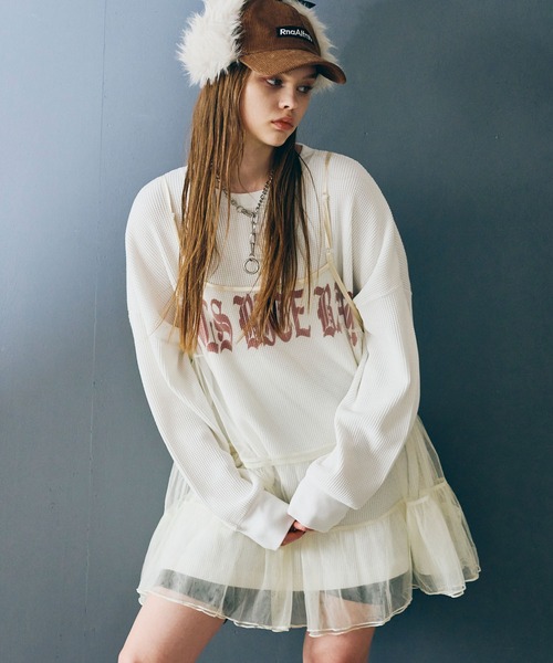 RNA（アールエヌエー）の「D1683 チュールキャミワンピ（ワンピース・レディース・オフホワイト/ドット/レオパード/ホワイト・MEDIUM）」の8枚目の写真