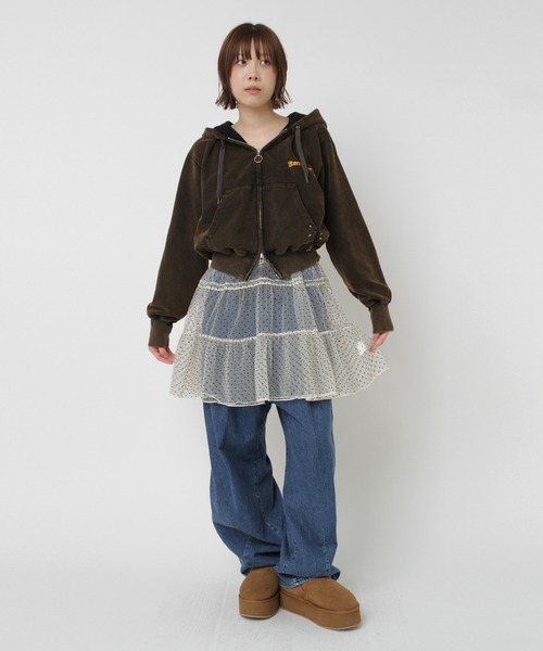 RNA（アールエヌエー）の「D1683 チュールキャミワンピ（ワンピース・レディース・オフホワイト/ドット/レオパード/ホワイト・MEDIUM）」の6枚目の写真