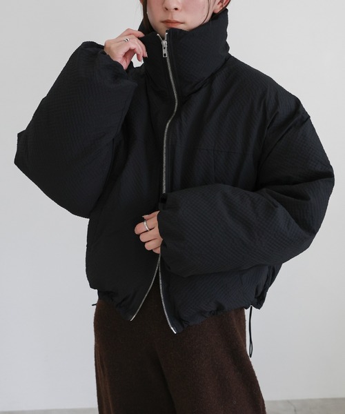 セール】チェックスタンドカラーショートダウン（ダウンジャケット