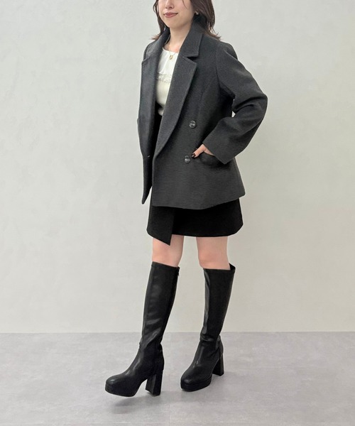 31 Sons de mode（トランテアン　ソン　ドゥ　モード）の「2025秋冬新作 肩リボンアシメフリルニット（ニット/セーター・レディース・ブラック/オフホワイト/チャコールグレー・ﾌﾘ-）」の21枚目の写真