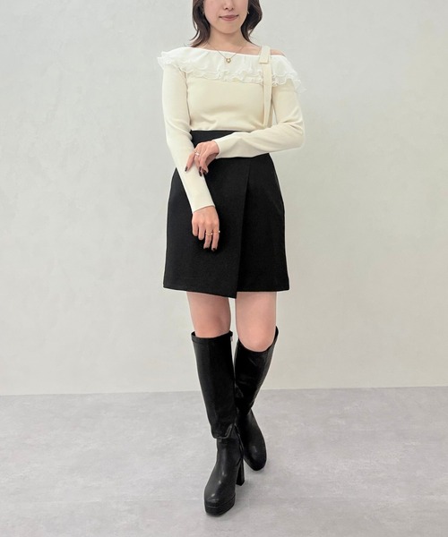 31 Sons de mode（トランテアン　ソン　ドゥ　モード）の「2025秋冬新作 肩リボンアシメフリルニット（ニット/セーター・レディース・ブラック/オフホワイト/チャコールグレー・ﾌﾘ-）」の18枚目の写真