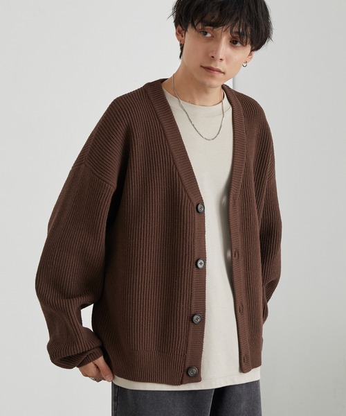 セール】バルキー片畦編み オーバーサイズ Vネック ボリュームニット