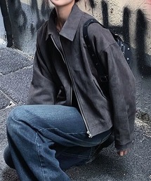 VIBGYOR | スエード ジップアップライトジャケット/ジップアップ アウター 韓国ストリート 秋冬(CZ)(その他アウター)