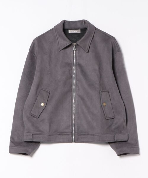 VIBGYOR(ヴィブジョー)の「スエード ジップアップライトジャケット/ジップアップ アウター 韓国ストリート 秋冬(CZ)(その他アウター・レディース・グレー/ブラウン・L/M)」の3枚目の写真