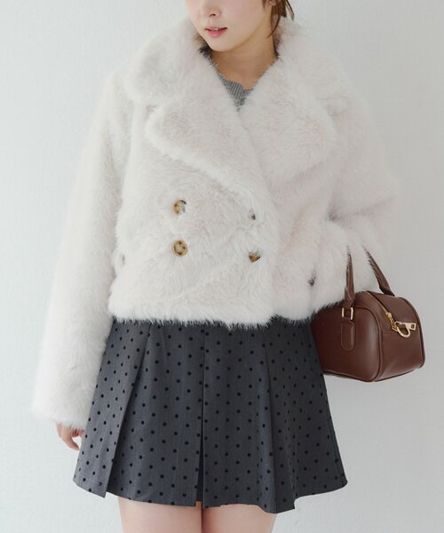 フェイクファーダブルジャケット（その他アウター）｜continuer de