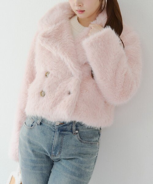 フェイクファーダブルジャケット（その他アウター）｜continuer de