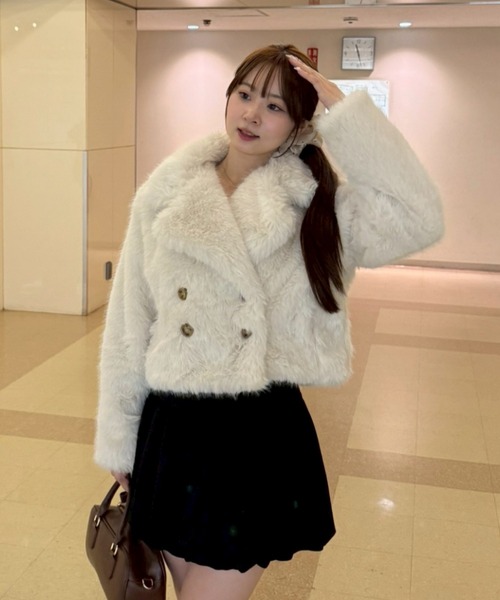 フェイクファーダブルジャケット（その他アウター）｜continuer de