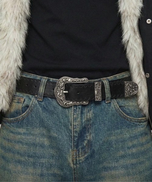 VIBGYOR(ヴィブジョー)の「【IZU】 ウエスタンバックルレザーベルト(ベルト・メンズ・ブラック・FREE)」の1枚目の写真