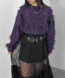 ニット/セーター（パープル/紫色系・フリンジ）ファッション通販