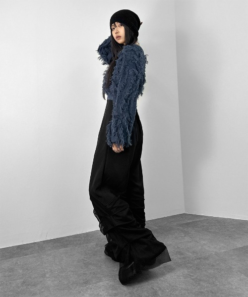 LVEU.(ラブユ.)の「【LVEU.】フリンジクロップドニット / トップス ニット フリンジ クロップド ショート ワイド AW 秋冬 チャコール ブルー パープル(ニット/セーター・レディース・ブルー/チャコールグレー/パープル・FREE)」の10枚目の写真