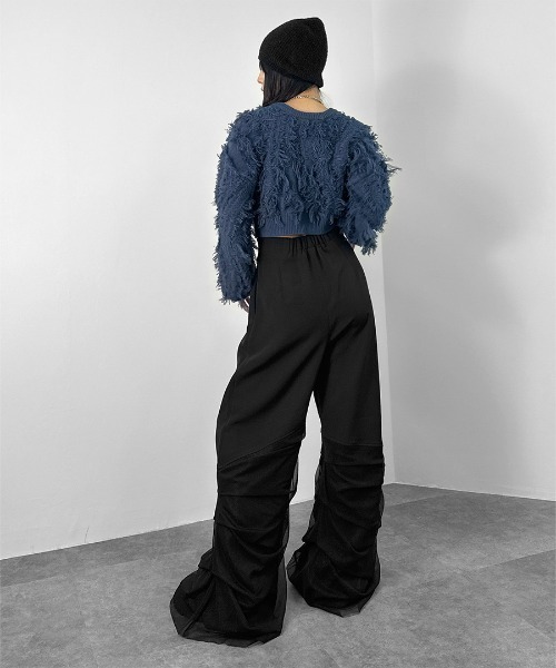 LVEU.(ラブユ.)の「【LVEU.】フリンジクロップドニット / トップス ニット フリンジ クロップド ショート ワイド AW 秋冬 チャコール ブルー パープル(ニット/セーター・レディース・ブルー/チャコールグレー/パープル・FREE)」の9枚目の写真