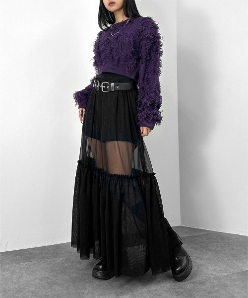 LVEU.(ラブユ.)の「【LVEU.】フリンジクロップドニット / トップス ニット フリンジ クロップド ショート ワイド AW 秋冬 チャコール ブルー パープル(ニット/セーター・レディース・ブルー/チャコールグレー/パープル・FREE)」の19枚目の写真
