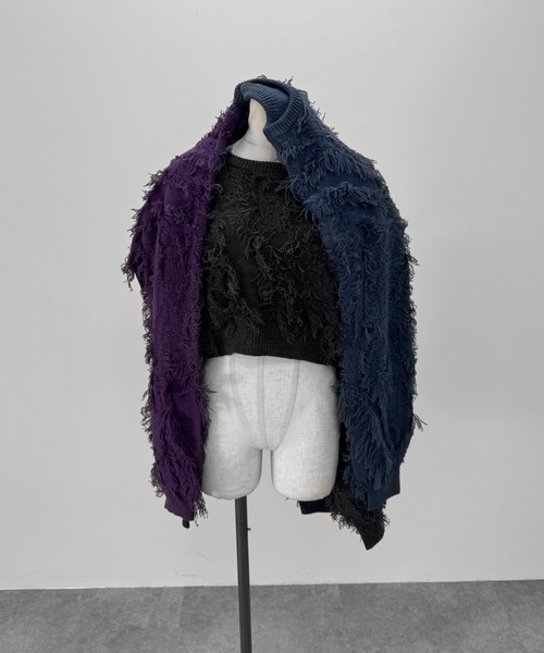 LVEU.(ラブユ.)の「【LVEU.】フリンジクロップドニット / トップス ニット フリンジ クロップド ショート ワイド AW 秋冬 チャコール ブルー パープル(ニット/セーター・レディース・ブルー/チャコールグレー/パープル・FREE)」の13枚目の写真