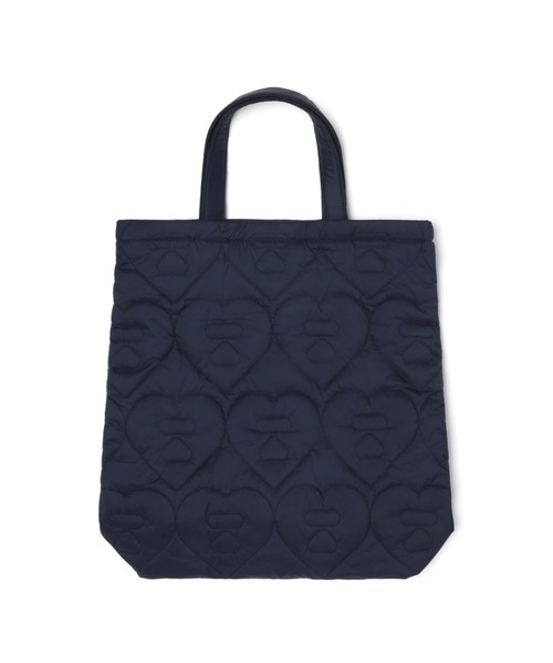 A BATHING APE（アベイシングエイプ）の「QUILTED HEART MONOGRAM TOTE BAG（トートバッグ・レディース・ネイビー/アイボリー/オリーブ・FREE）」の4枚目の写真