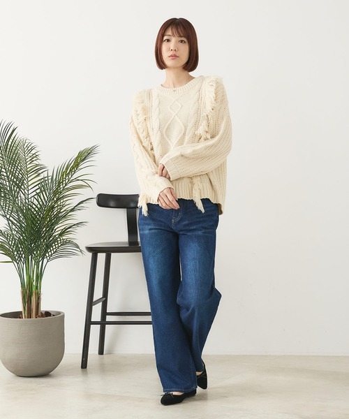 fort point(フォーポイント)の「【C-FORT POINT/フォートポイント】フリンジニットプルオーバー(ニット/セーター・レディース・チャコールグレー/ダークブラウン/アイボリー/ダークブルー・ONE SIZE)」の21枚目の写真