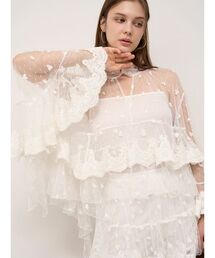 SNIDEL | チュールエンブロイダリーレースブラウス(シャツ/ブラウス)