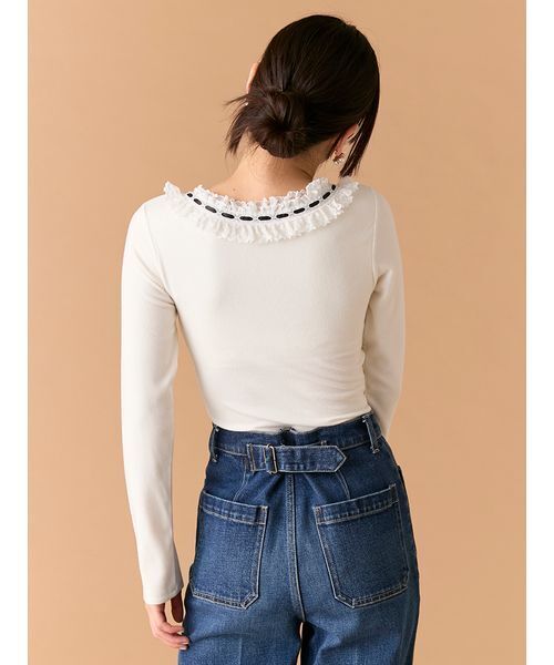 LILY BROWN(リリーブラウン)の「【LILY BROWN Lingerie】フリルレースボディスーツ(Tシャツ/カットソー・レディース・ホワイト/グレー/ブラック・F)」の8枚目の写真