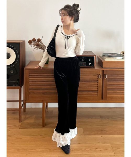 LILY BROWN(リリーブラウン)の「【LILY BROWN Lingerie】フリルレースボディスーツ(Tシャツ/カットソー・レディース・ホワイト/グレー/ブラック・F)」の20枚目の写真