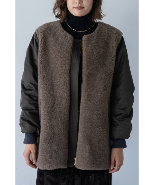 M.deux（エムドゥ）の「ナイロンボア切替コート（その他アウター・レディース・カーキ/ブラック・MEDIUM）」の7枚目の写真