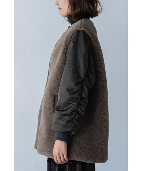 M.deux（エムドゥ）の「ナイロンボア切替コート（その他アウター・レディース・カーキ/ブラック・MEDIUM）」の9枚目の写真