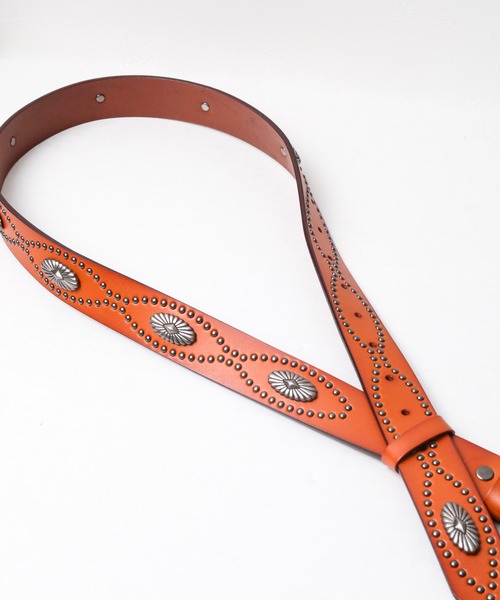 セール】/レザー コンチョスタッズベルト 33mm/（ベルト）｜NO WAY