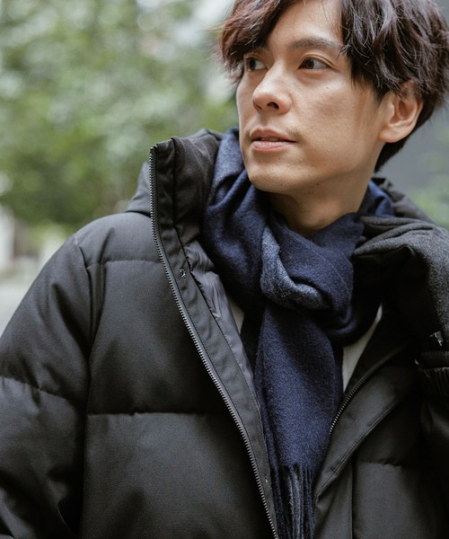 GLOBAL WORK(グローバルワーク)の「ファインタッチウールマフラー/593186(ストール/ショール・メンズ・ネイビー/ネイビー×ホワイト/イエロー/ネイビー系9/ネイビー系7/グレー/ベージュ/ブラック・ONE SIZE)」の5枚目の写真