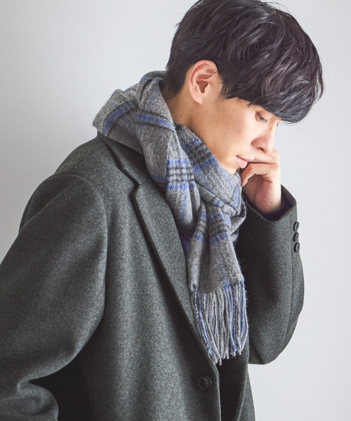 GLOBAL WORK(グローバルワーク)の「ファインタッチウールマフラー/593186(ストール/ショール・メンズ・ネイビー/ネイビー×ホワイト/イエロー/ネイビー系9/ネイビー系7/グレー/ベージュ/ブラック・ONE SIZE)」の3枚目の写真