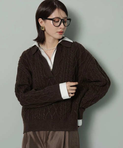 シャツドッキングケーブルニット（ニット/セーター）｜Arpege story
