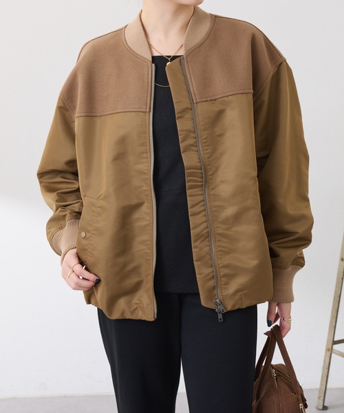 COLLAGE GALLARDAGALANTE（コラージュガリャルダガランテ）の「コンビMA-1ブルゾン（MA-1・レディース・モカ/ネイビー・FREE）」の4枚目の写真