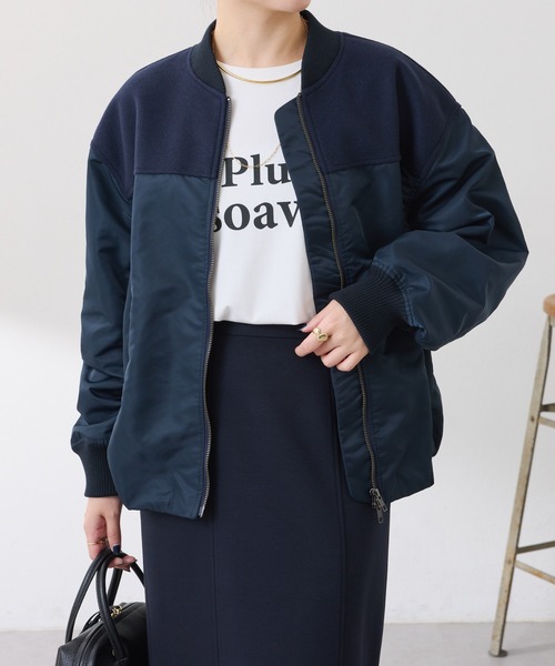 COLLAGE GALLARDAGALANTE（コラージュガリャルダガランテ）の「コンビMA-1ブルゾン（MA-1・レディース・モカ/ネイビー・FREE）」の13枚目の写真