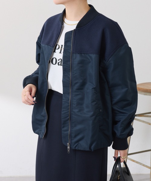 COLLAGE GALLARDAGALANTE（コラージュガリャルダガランテ）の「コンビMA-1ブルゾン（MA-1・レディース・モカ/ネイビー・FREE）」の14枚目の写真