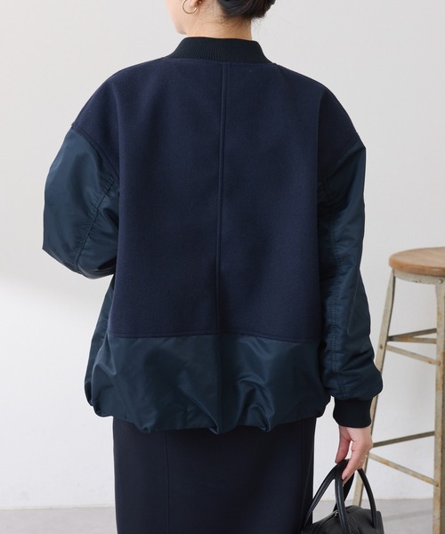 COLLAGE GALLARDAGALANTE（コラージュガリャルダガランテ）の「コンビMA-1ブルゾン（MA-1・レディース・モカ/ネイビー・FREE）」の16枚目の写真