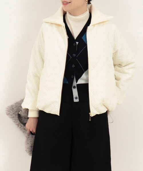 MICO COULIER（ミコクリエ）の「エンボスキルトジャケット（ブルゾン・レディース・ブラック/オフホワイト・38）」の4枚目の写真