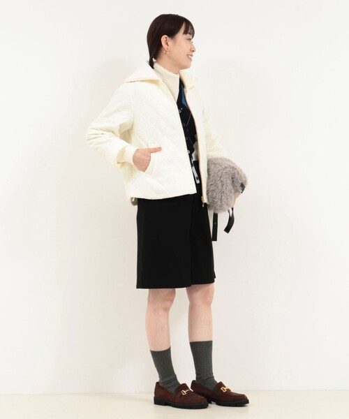 MICO COULIER（ミコクリエ）の「エンボスキルトジャケット（ブルゾン・レディース・ブラック/オフホワイト・38）」の8枚目の写真