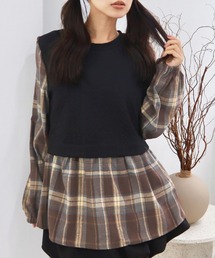 CECIL McBEE（セシルマクビー）の「ふくれジャガードベストドッキング風トップス（Tシャツ/カットソー）」