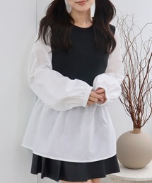 CECIL McBEE | ふくれジャガードベストドッキング風トップス(Tシャツ/カットソー)