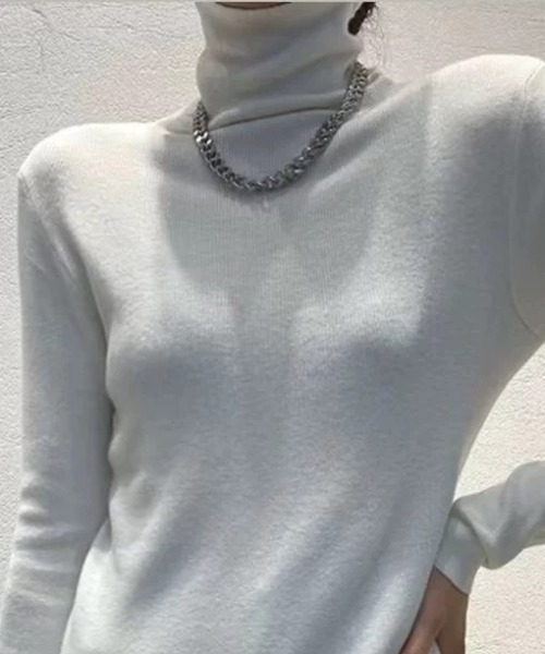 ampm（エーエムピーエム）の「リブタートルネックニットトップス（ニット/セーター・レディース・ブラック/グレー/ホワイト・FREE）」の15枚目の写真