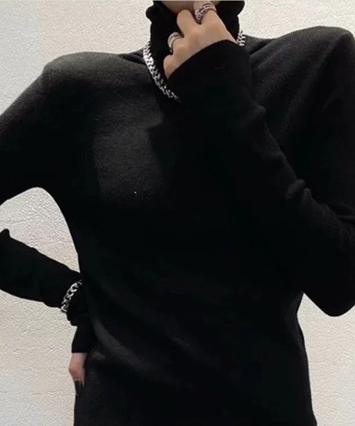 ampm（エーエムピーエム）の「リブタートルネックニットトップス（ニット/セーター・レディース・ブラック/グレー/ホワイト・FREE）」の8枚目の写真